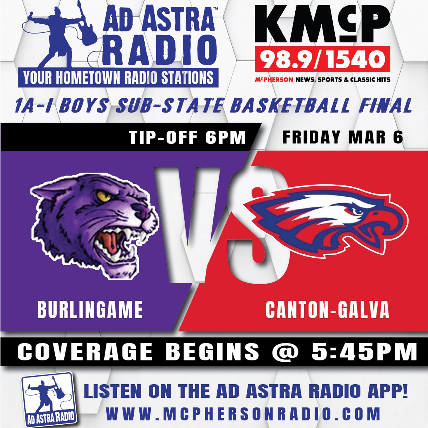 Burlingame Bearcats vs Canton-Galva Eagles Boys High School Basketball (1A-I Substate Final-March 6, 2026) episode artwork