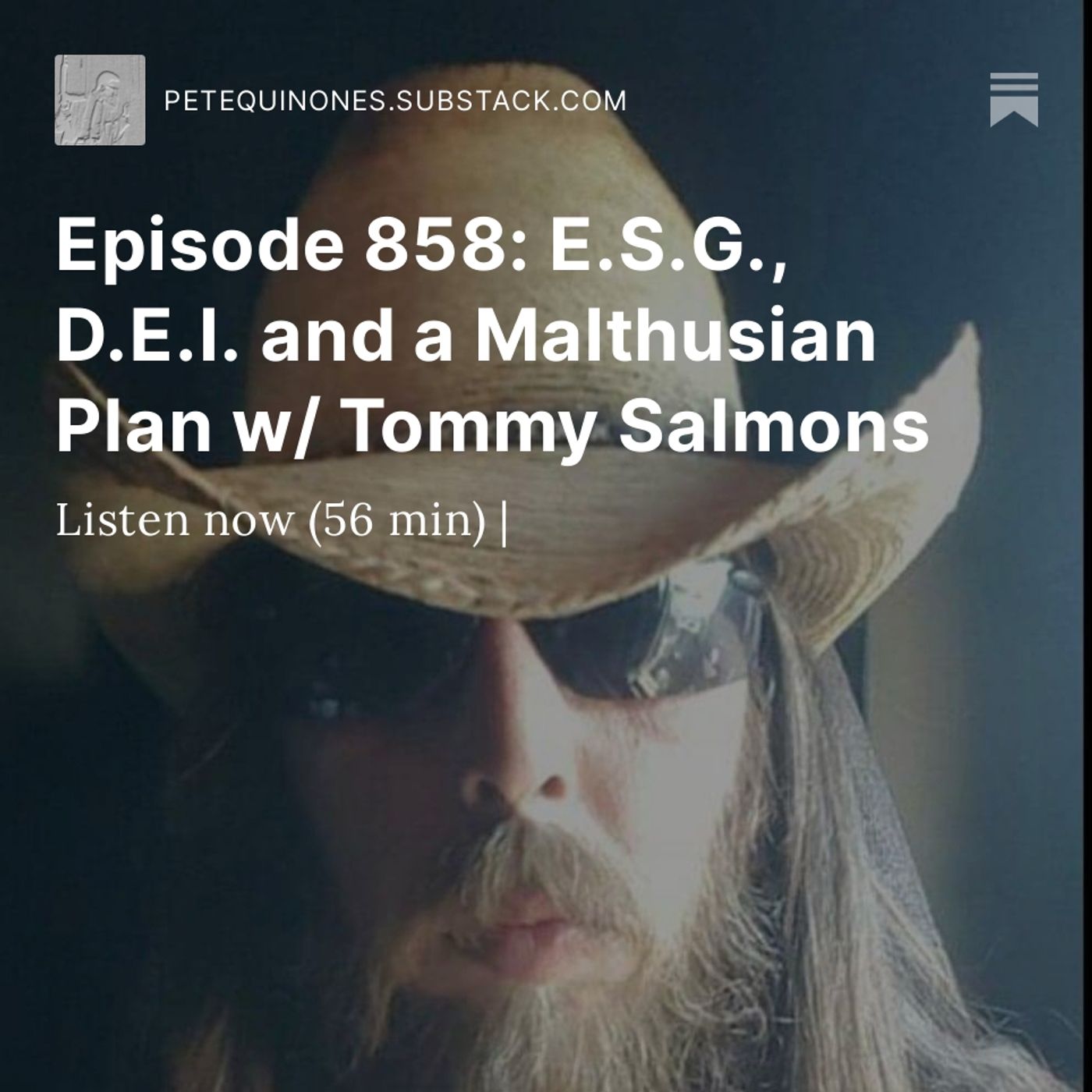 Episode 858: E.S.G., D.E.I. and a Malthusian Plan w/ Tommy Salmons