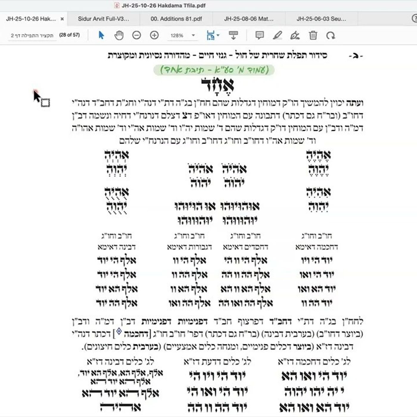 הרב יואל חקון - תפילה תשפ״ה - שיעור 024 - סדר כוונות בסיסיות בסידור - אחד עד קונה הכל - השלמה. episode artwork