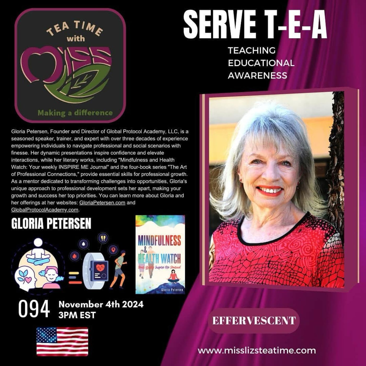 Teatime with Miss Liz T-E-A Open Discussion Gloria Petersen episode artwork