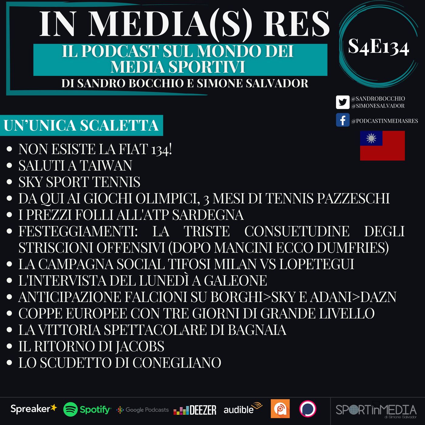 S4E134 | Podcast internazionale, Sky Tennis, Striscioni, Allenatori&Tifosi, Mercato telecronisti, Bagnaia, Conegliano, episode artwork