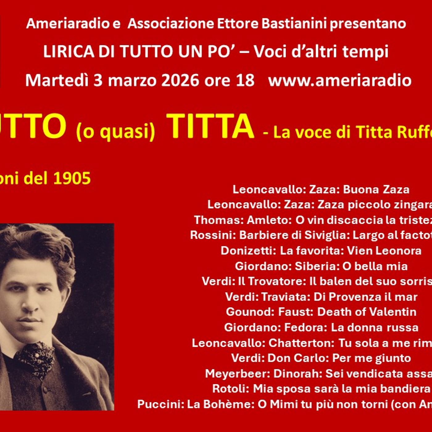 Lirica di tutto un po' - Tutto (o quasi) Titta - La voce di Titta Ruffo prima puntata episode artwork