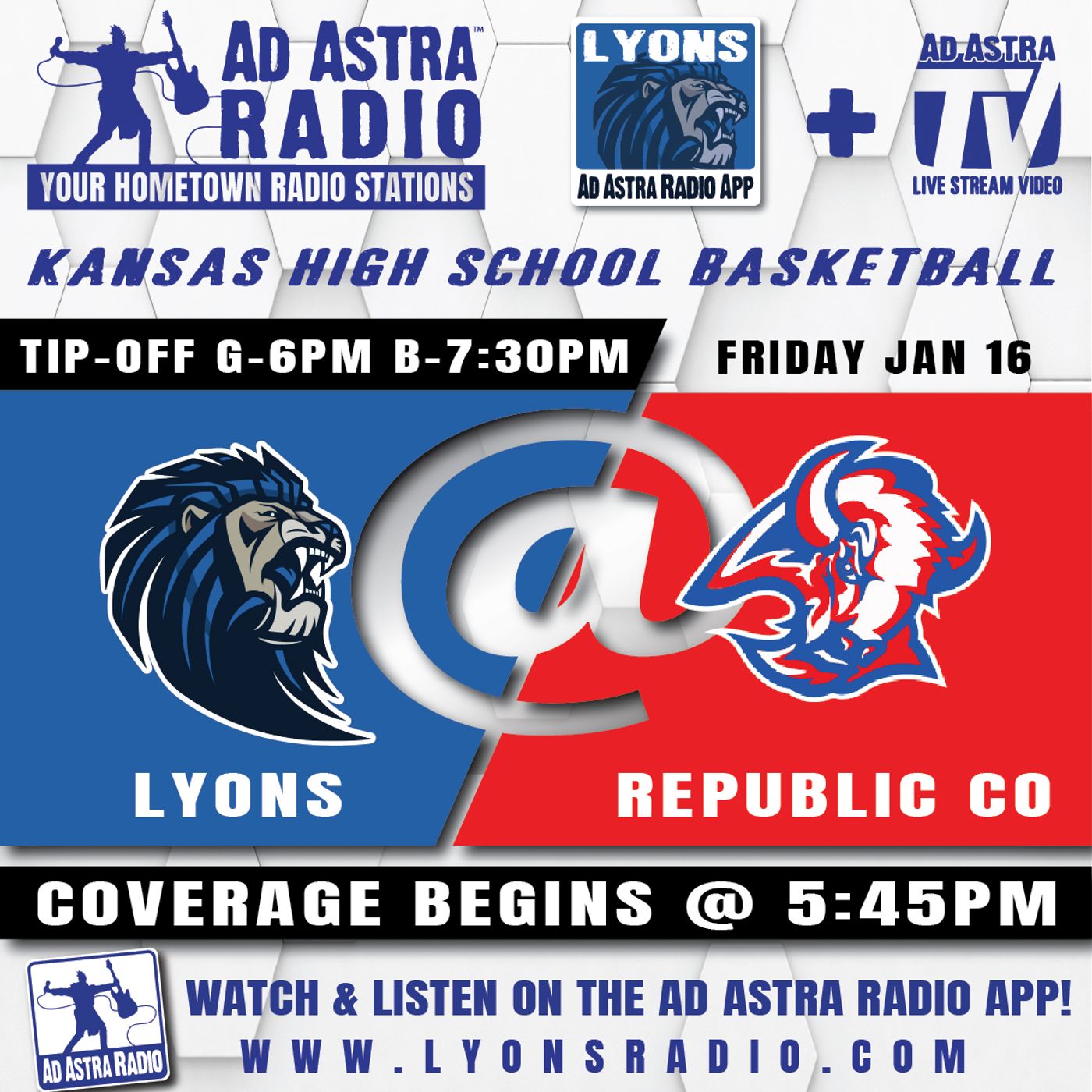 Lyons Lions at Republic County Buffaloes High School Basketball (January 16, 2026) episode artwork