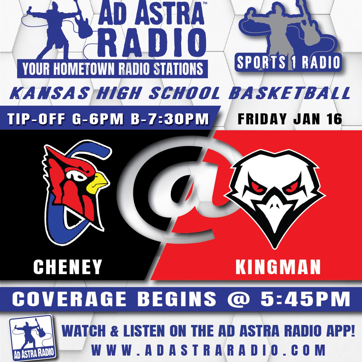 Cheney Cardinals at Kingman Eagles High School Basketball (January 16, 2026) episode artwork
