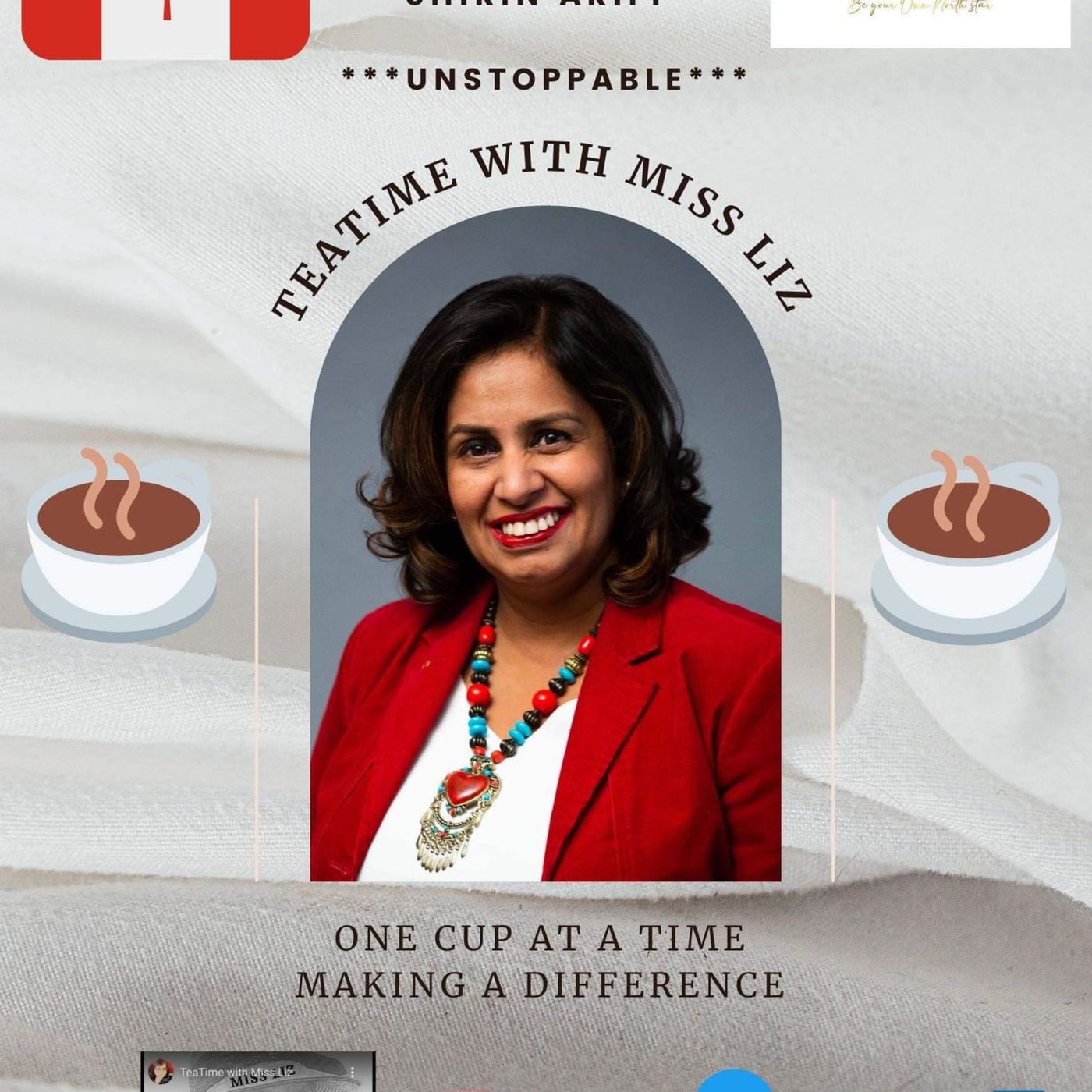 Teatime with Miss Liz joining in studio is Shirin Ariff Inspirational Speaker Author and Resilience Coach episode artwork