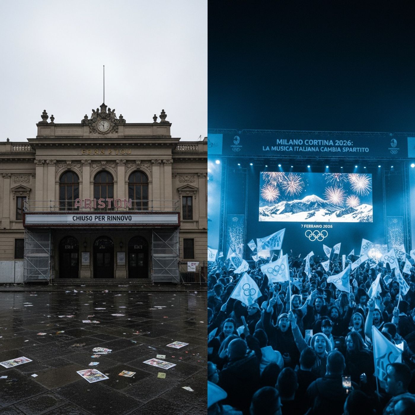 7 Febbraio 2026: Il silenzio dell'Ariston e il boato di Milano-Cortina. La musica italiana cambia spartito episode artwork