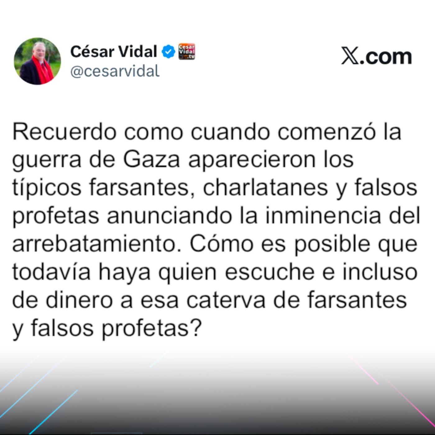 El Post de la Hora | César Vidal «Los falsos profetas que anunciaron el arrebatamiento de la Iglesia en la guerra de Gaza» episode artwork