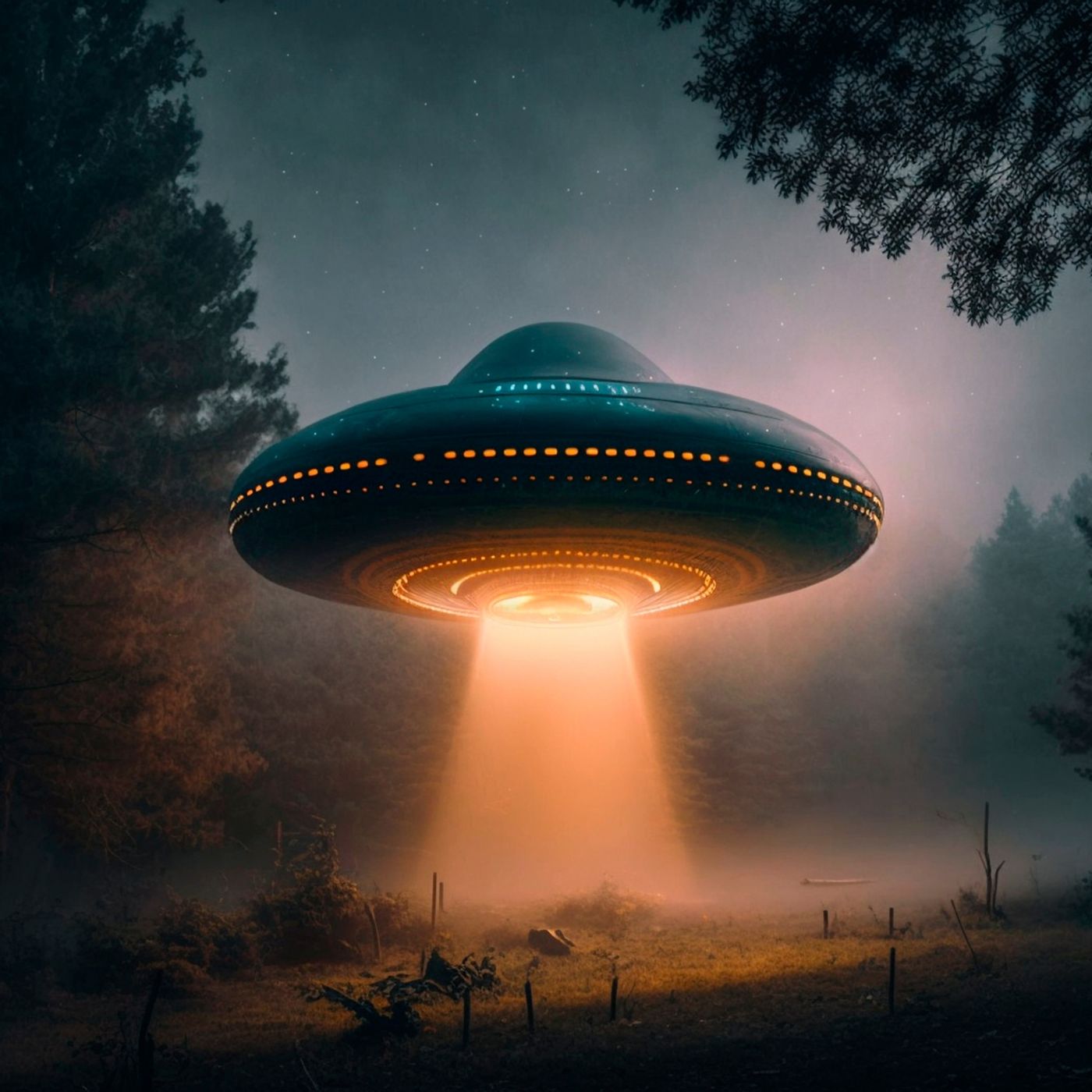 A UFO and Little Green Men in Emilcin