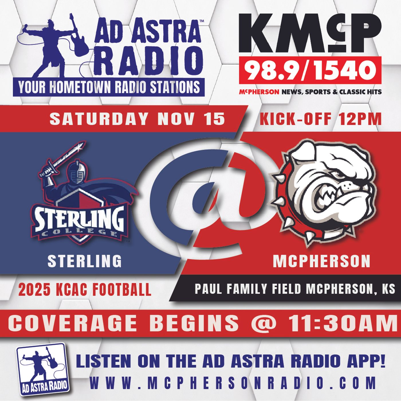 Sterling Warriors at McPherson Bulldogs College Football (Bulldogs Broadcast-November 15, 2025) episode artwork