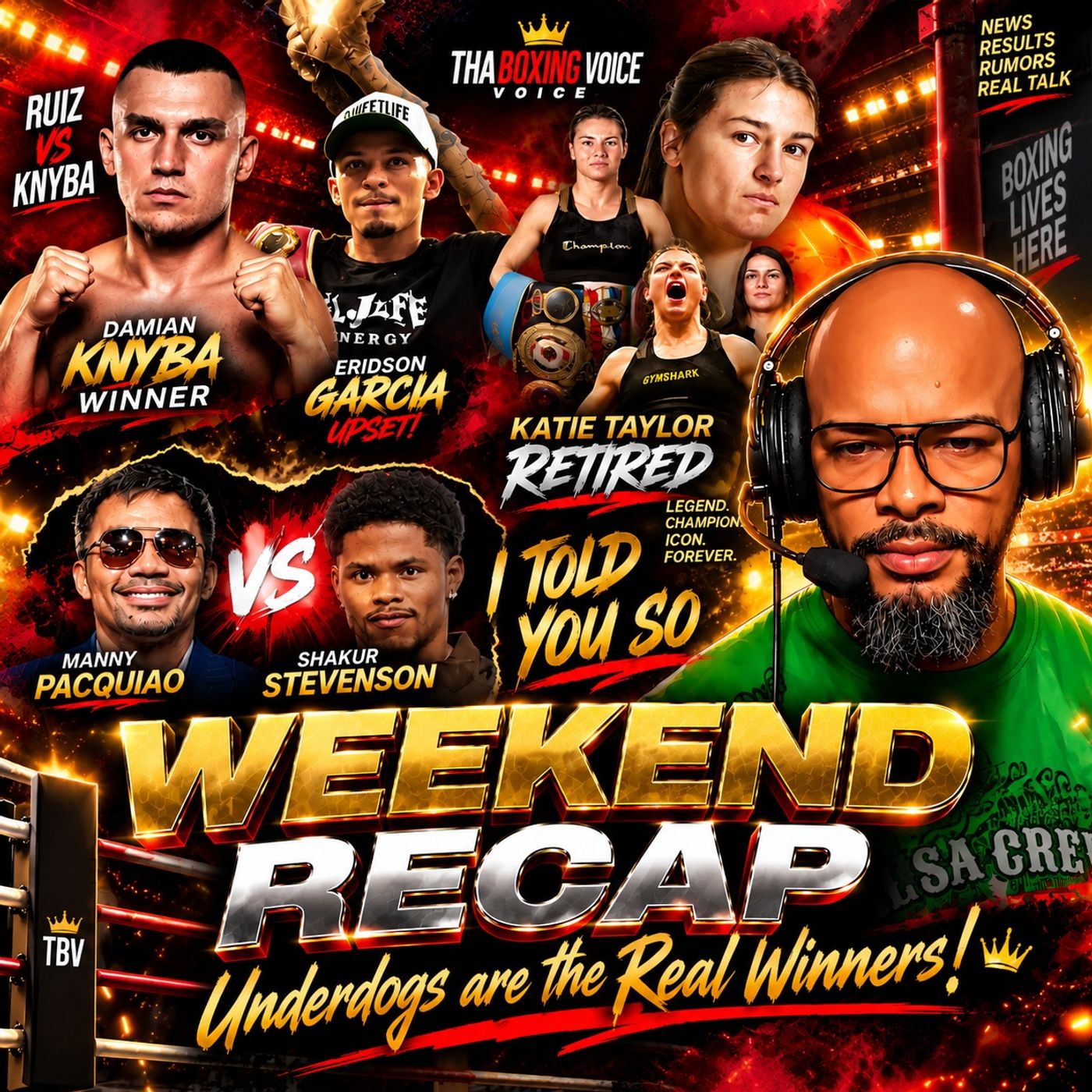 ☎️Andy Ruiz UPSET❗️Knyba Drops Him | Katie Taylor Retires | Pacquiao vs Shakur❓❗️