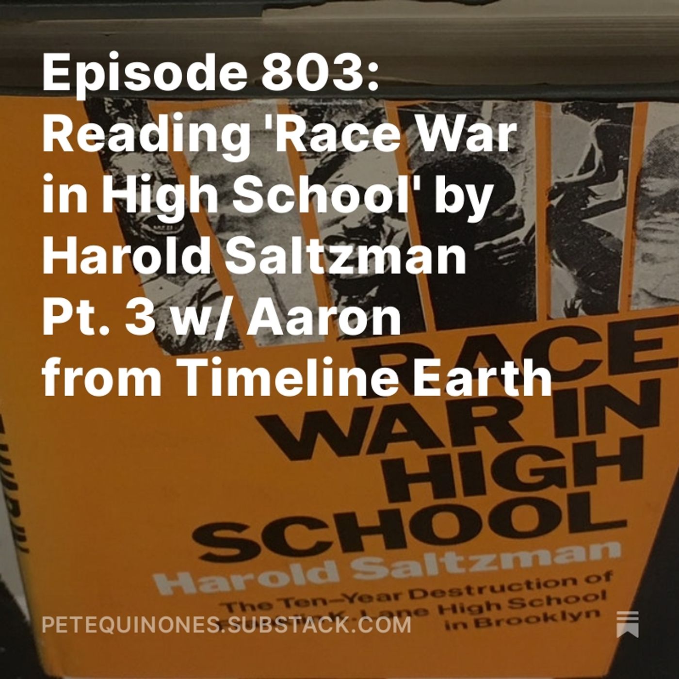 Episode 803: Reading 'Race War in High School' by Harold Saltzman Pt. 3 w/ Aaron from Timeline Earth