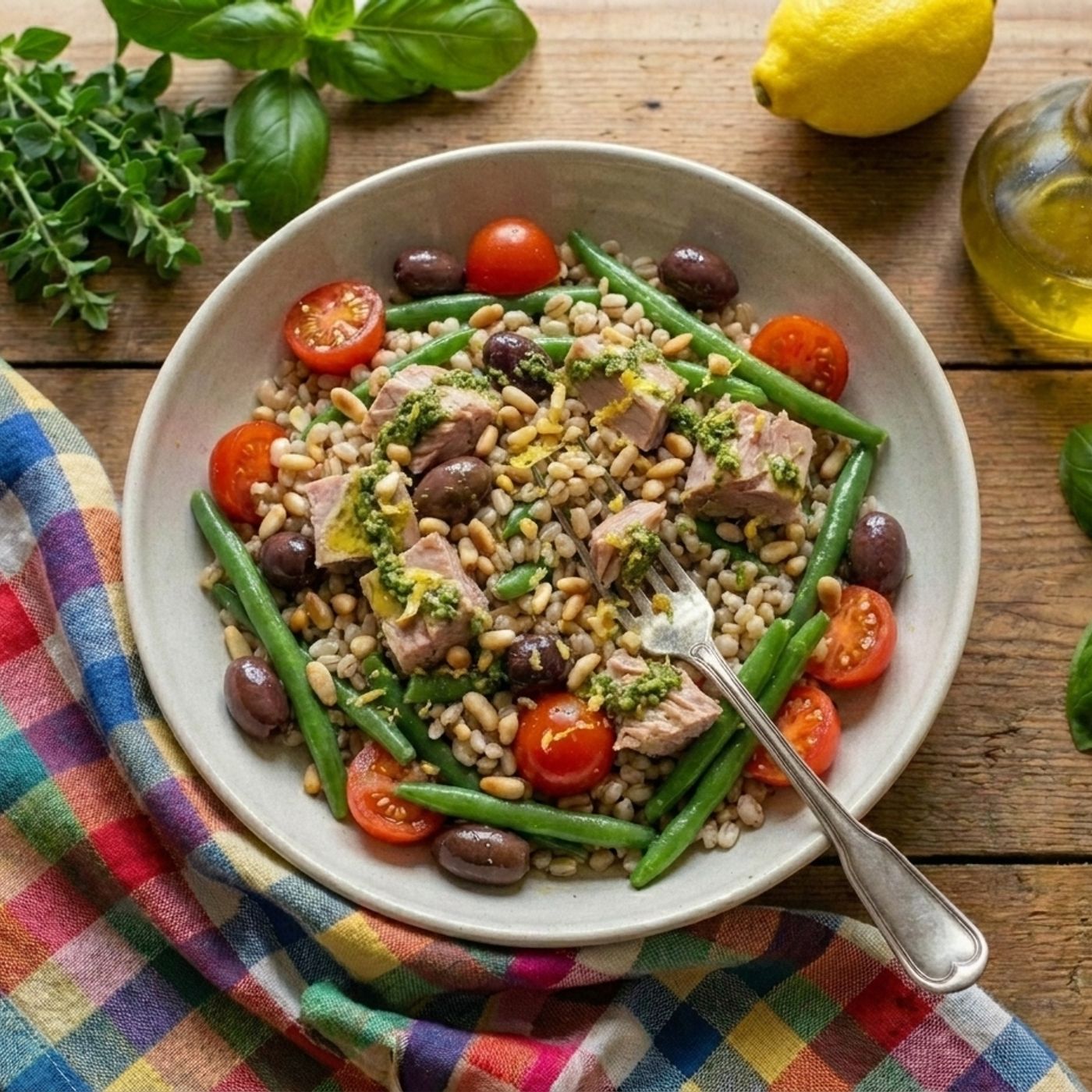 Bowl ligure con orzo, tonno e olive taggiasche: pranzo estivo completo e leggero episode artwork