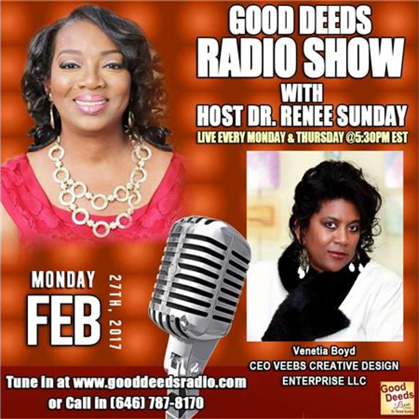 Venetia Boyd - CEO VEEBS' CREATIVE DESIGN ENTERPRISE, LLC, shares on Good Deeds episode artwork