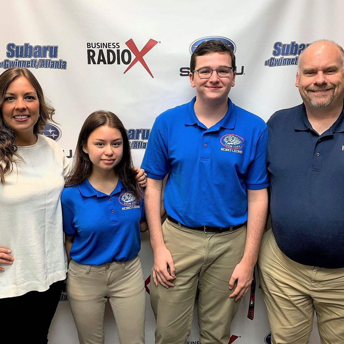 Nadia Bozeman and Joey Costello with Peachtree Ridge High School Robo Lions episode artwork