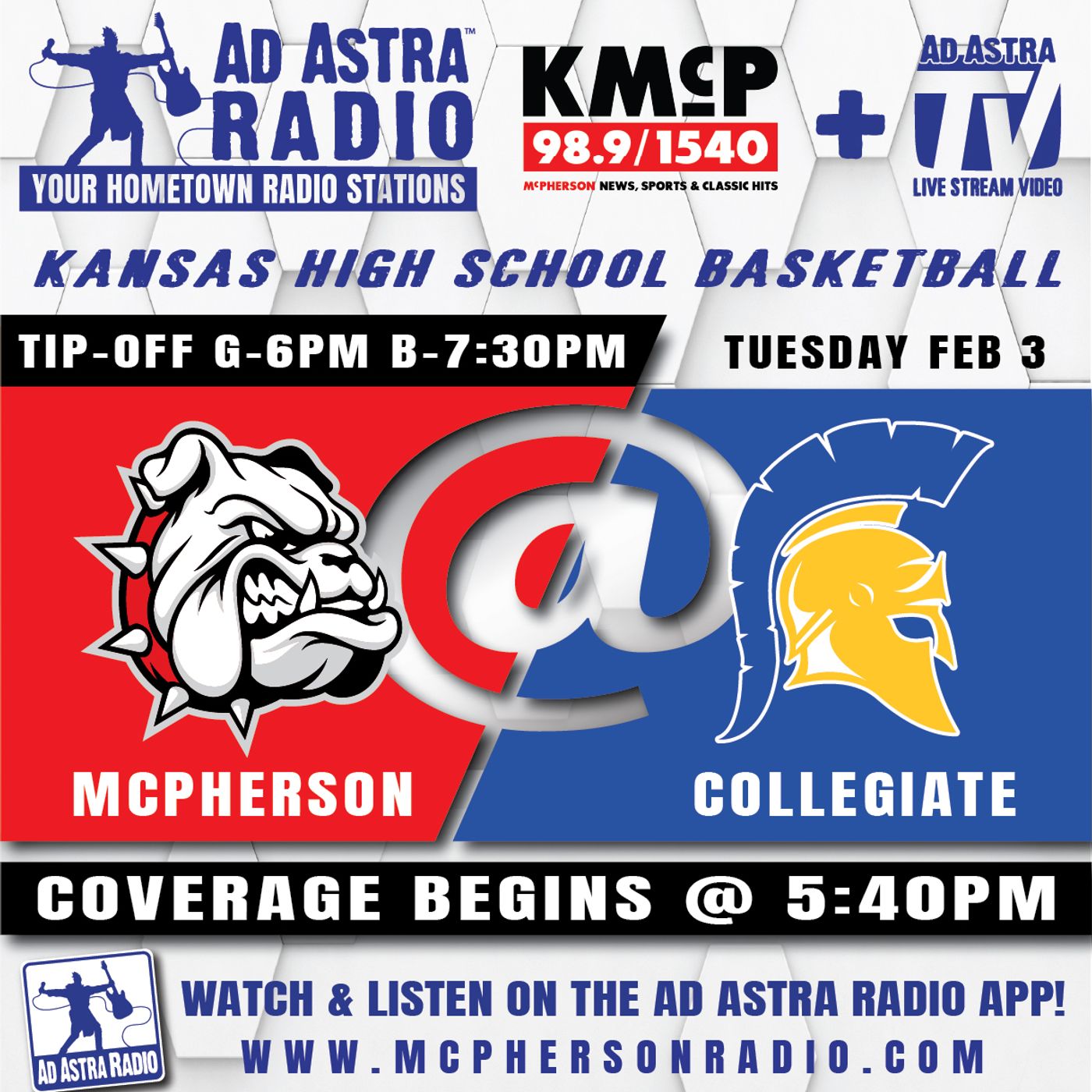 McPherson Bullpups at Wichita-Collegiate Spartans Boys High School Basketball (February 3, 2026) episode artwork
