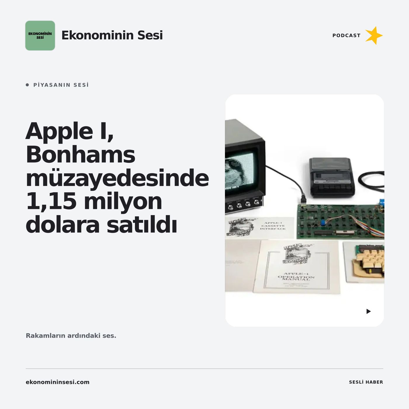 Apple I, Bonhams müzayedesinde 1,15 milyon dolara satıldı