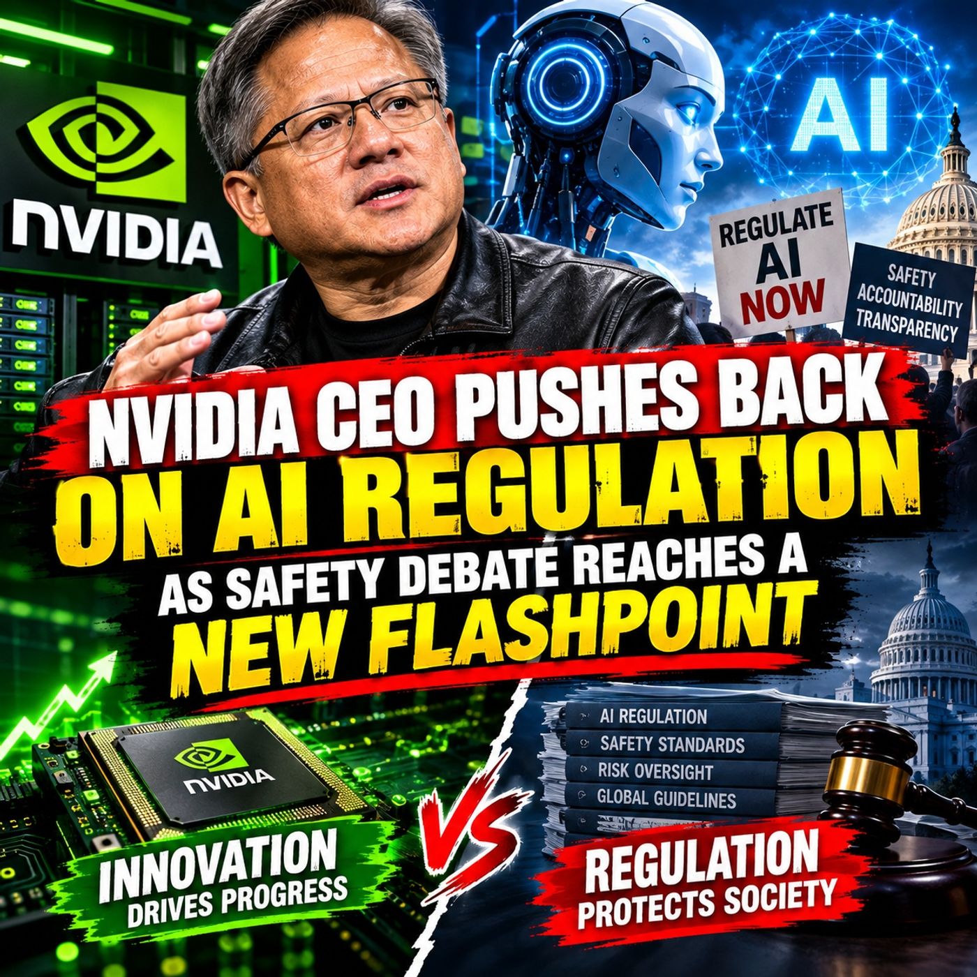Nvidia CEO Pushes Back on AI Regulation as Safety Debate Reaches a New Flashpoint episode artwork
