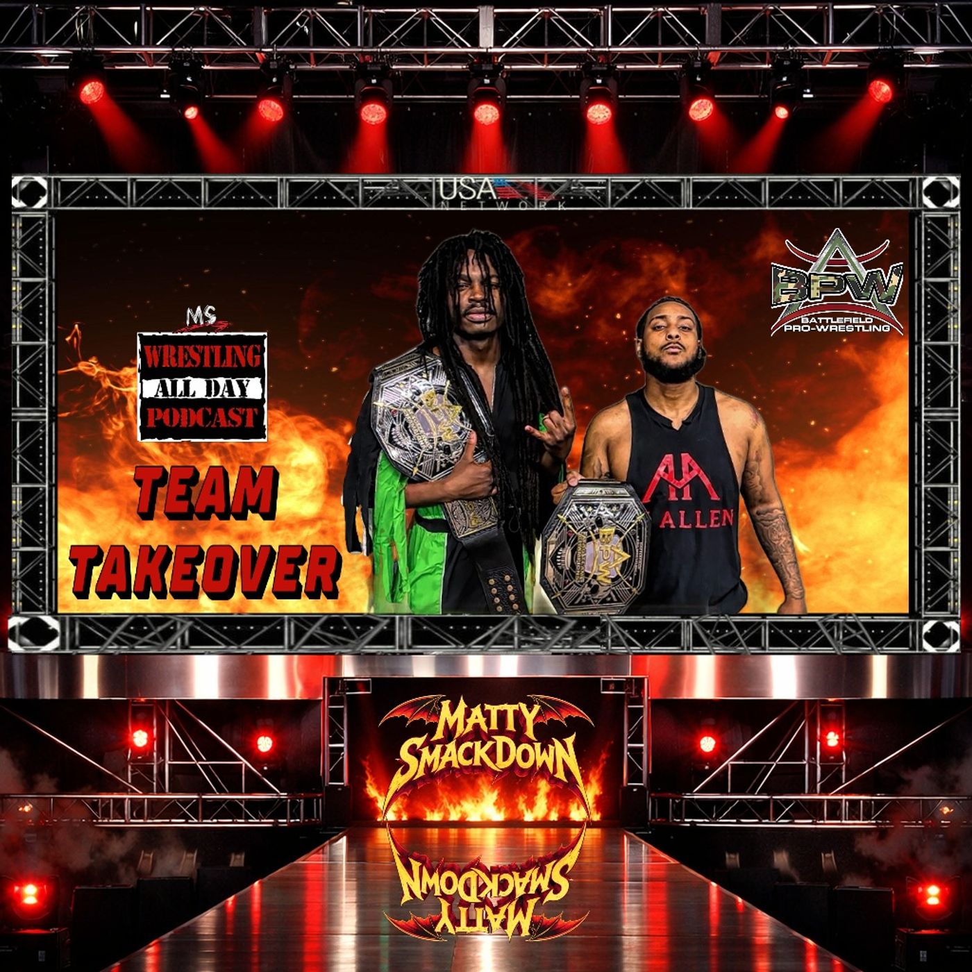 The Wrestling All Day Podcast with Battlefield Pro Wrestling Tag Team Champions AJ Allen and Jaylen, "Team Takeover" episode artwork