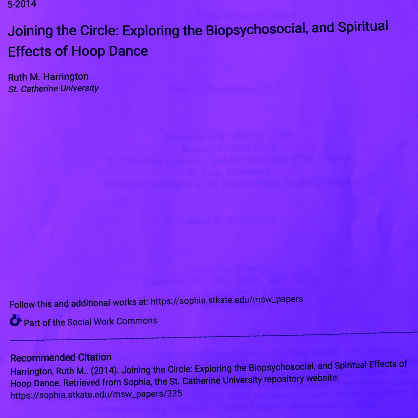 Research Paper: Exploring the Biopsychosocial and Spiritual Effects of Hoop Dance