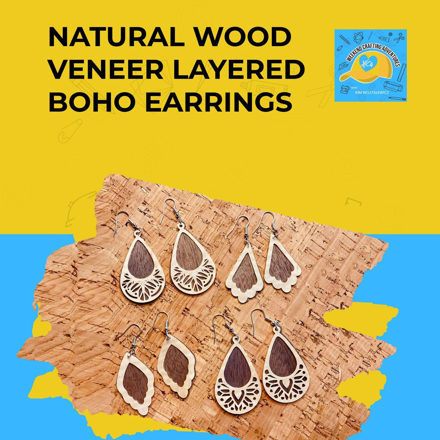Natural Wood Veneer Layered Boho Earrings
