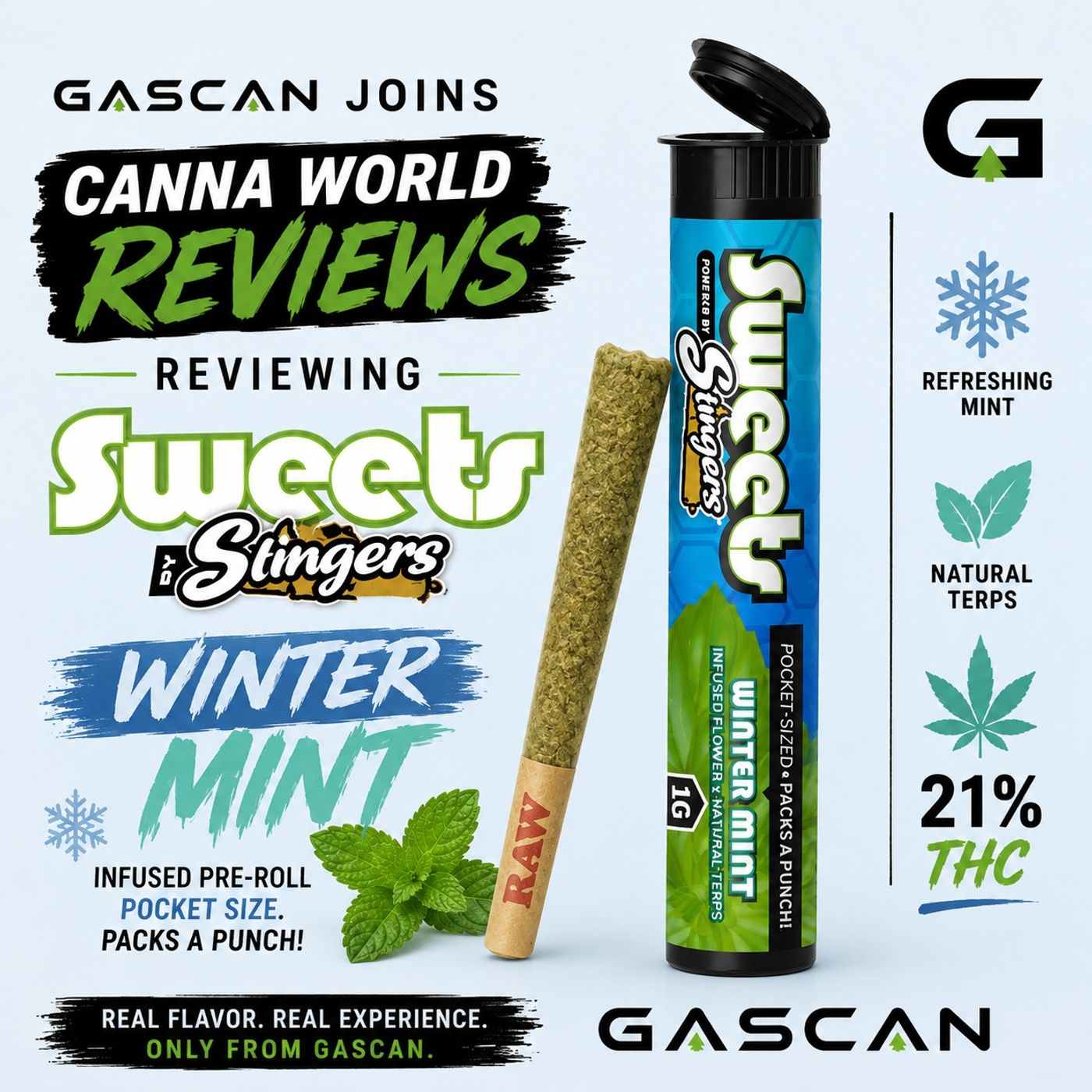 Canna World Reviews: Stack Pack x Gas Can: Winter Mint Stingers Pre Roll Review