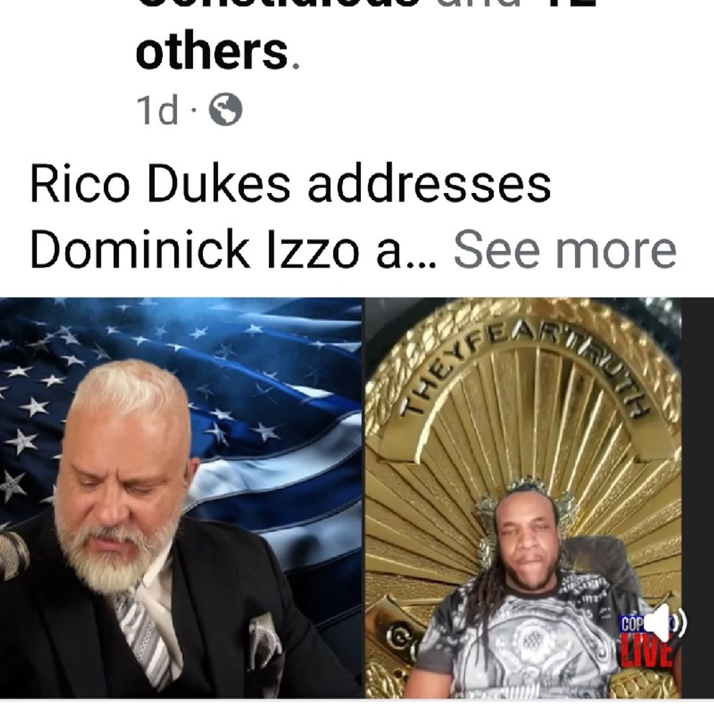Rico Dukes address Dominick Izzo on Izzo’s Cop talk live Show Rico Dukes address Dominick Izzo on Izzo’s Cop talk live Show
