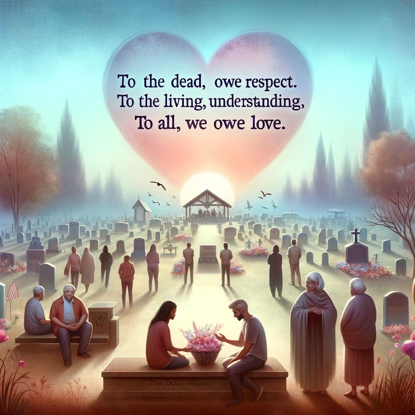 "To the dead, we owe respect. To the living, we owe understanding. To all, we owe love." episode artwork