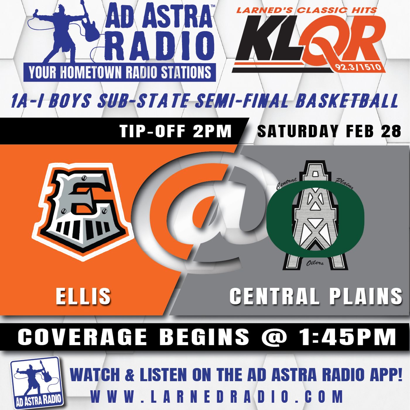 Ellis Railroaders at Central Plains Oilers Boys High School Basketball (1A-I Substate Semifinals-February 28, 2026)