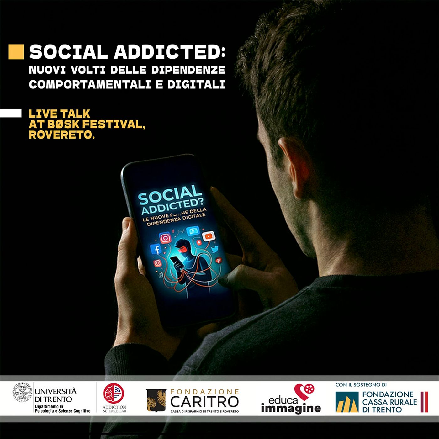 Social Addicted: i nuovi volti delle dipendenze comportamentali e digitali Live talk at Bøsk Festival, Rovereto. Social Addicted: i nuovi volti delle dipendenze comportamentali e digitali Live talk at Bøsk Festival, Rovereto.