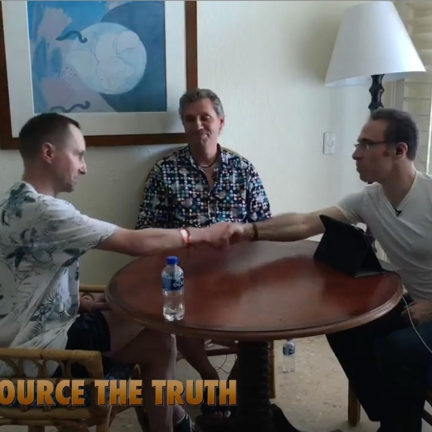 Mark Devlin and Ole Dammegard with Jason Goodman, at Anarchapulco 2019