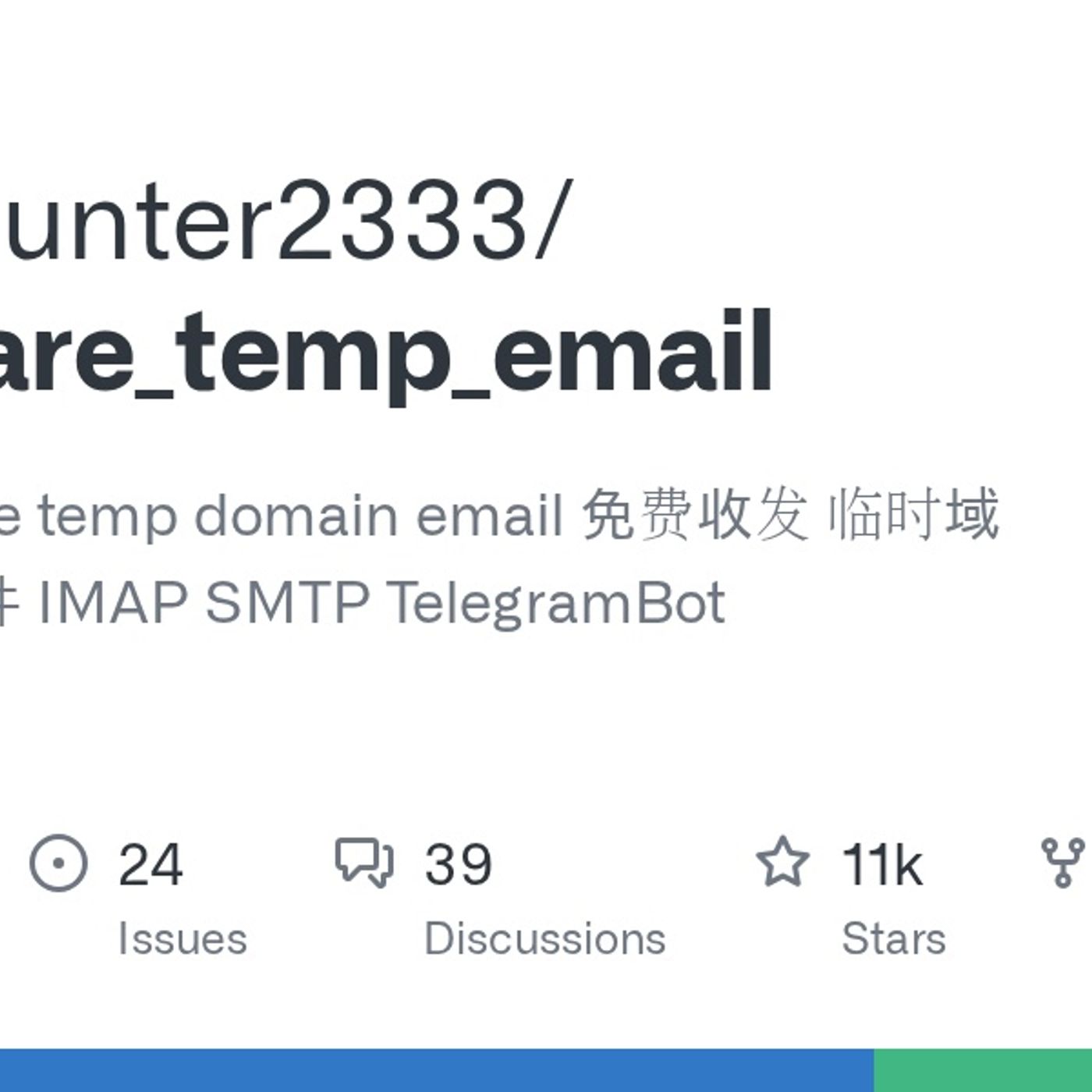 GitHub - dreamhunter2333/cloudflare_temp_email: CloudFlare free temp domain email 免费收发 临时域名邮箱 支持附件 IMAP SMTP TelegramBot