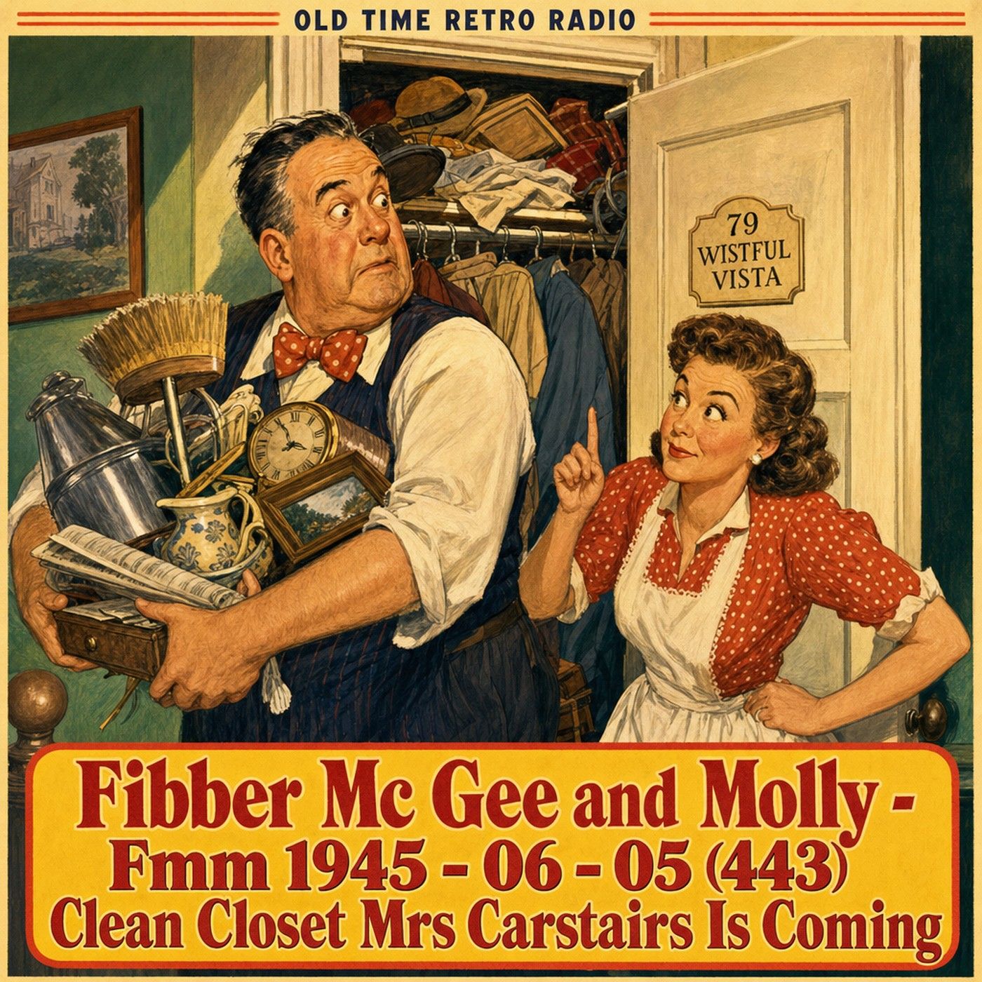 Fibber McGee and Molly - "Fibber Mc Gee and Molly - "Fmm 1945 - 06 - 05 (443) Clean Closet Mrs Carstairs Is Coming" (1945) episode artwork