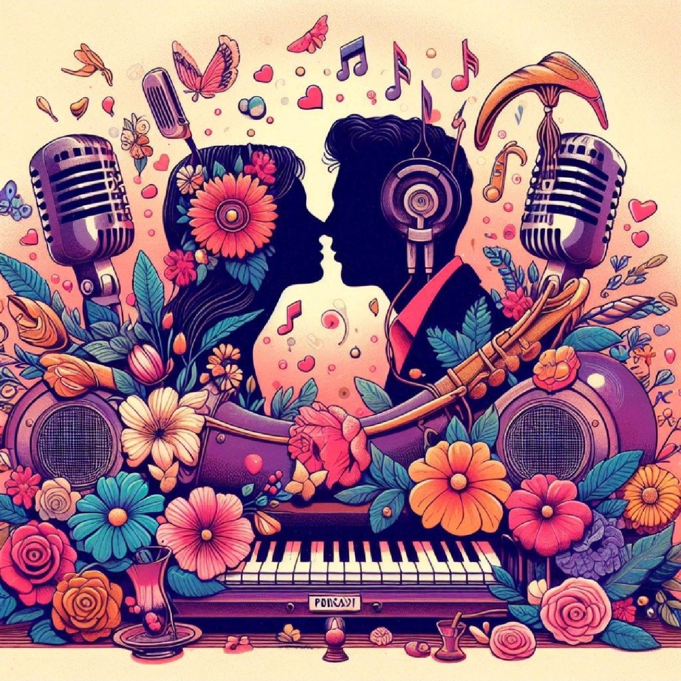 Detrás de las flores en san Valentín