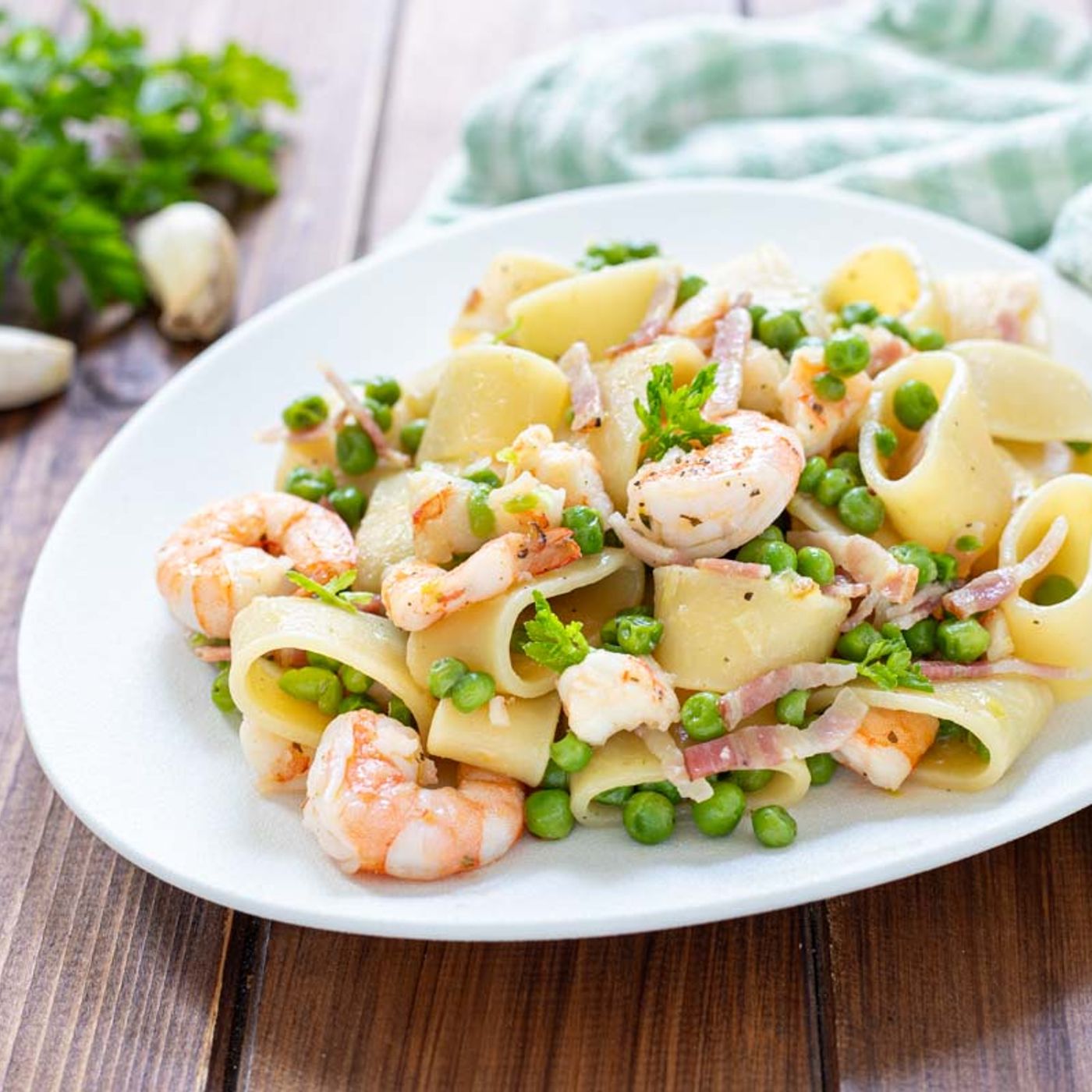 Pasta con gamberi piselli e pancetta episode artwork