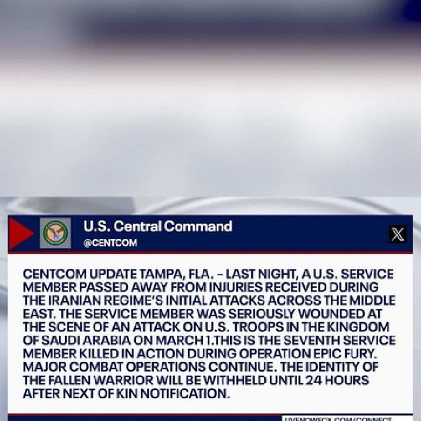 Early reports this weekend indicate another U.S. service member has died amid ongoing military operations against Iran. This loss follows a episode artwork