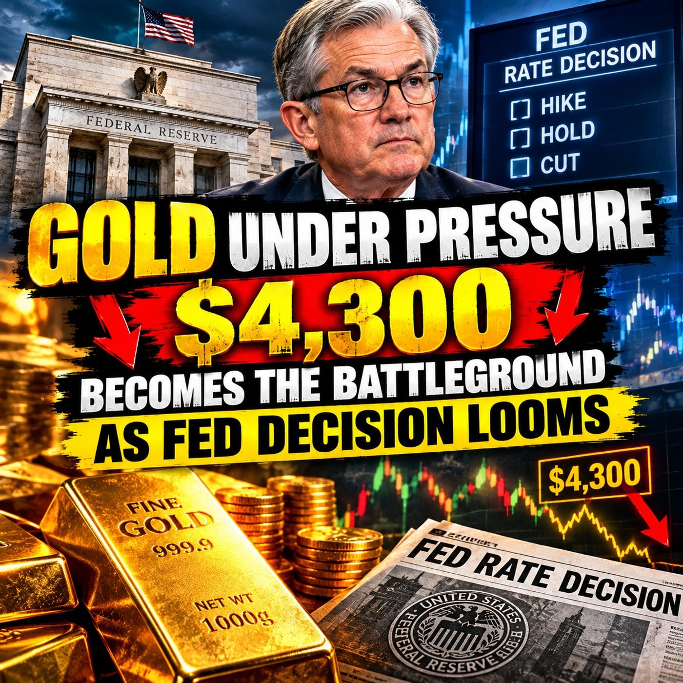 Gold Under Pressure $4,300 Becomes the Battleground as Fed Decision Looms episode artwork