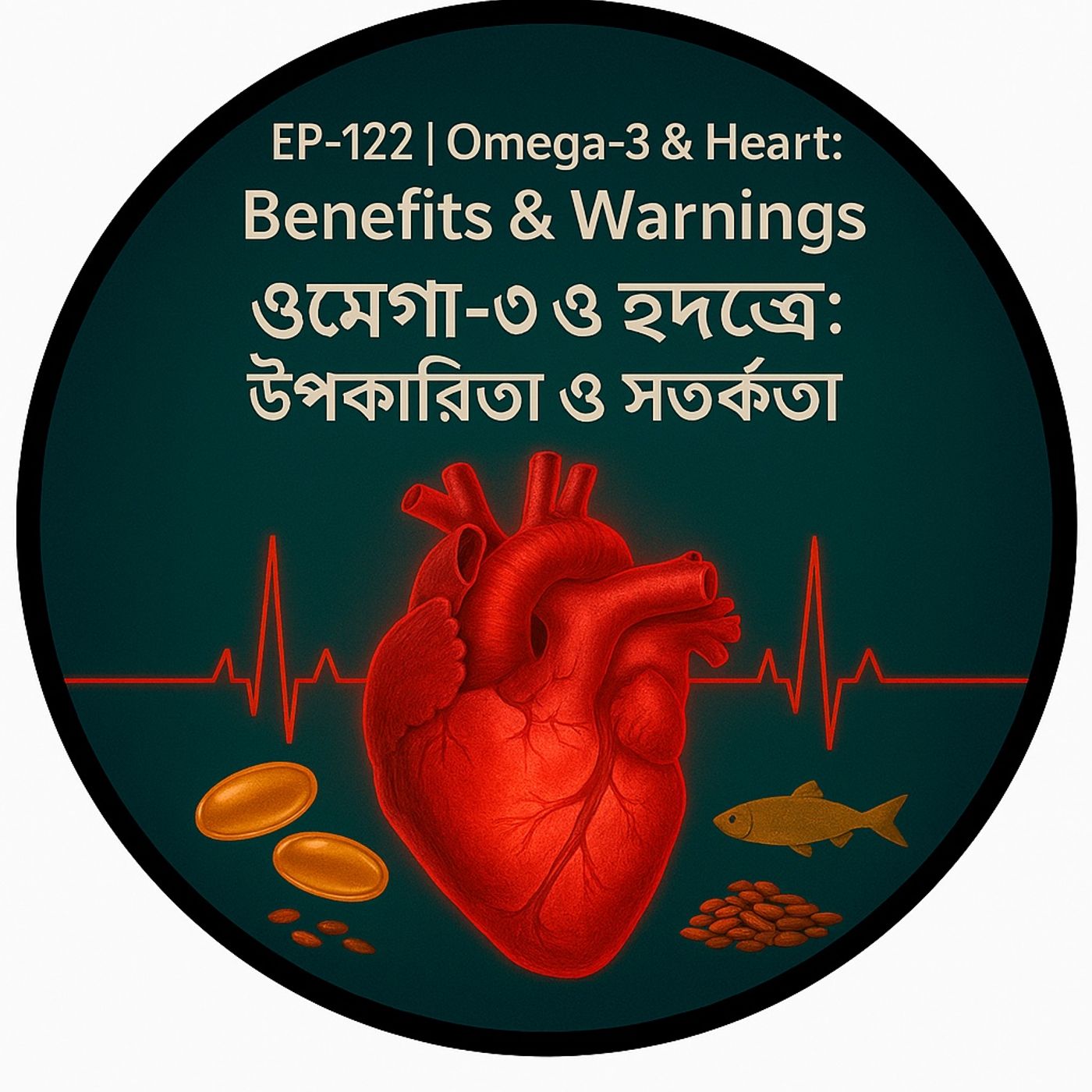 EP-122 | Omega-3 & Heart: Benefits & Warnings | ওমেগা-৩ ও হৃদযন্ত্র: উপকারিতা ও সতর্কতা|bengali wellness podcast episode artwork