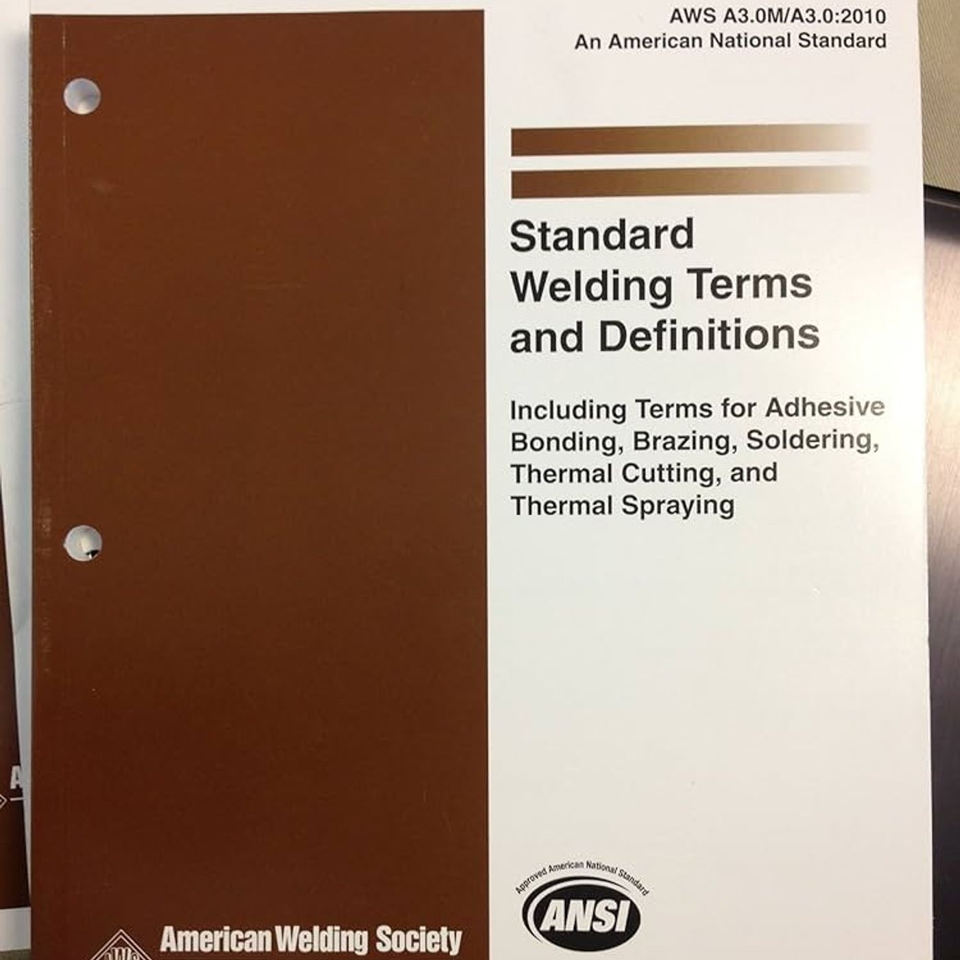 Standard Welding Terms And Definitions: Including Terms For Adhesive Bonding, Brazing, Soldering, Thermal Cutting, And Thermal Spraying