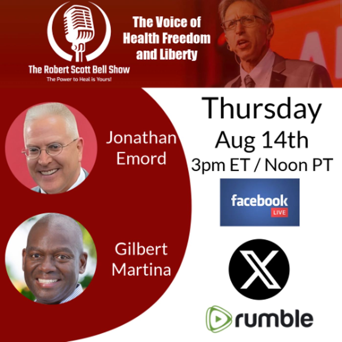 Jonathan Emord, Governments Lie, Repeal PREP Act, RFK Fewer Chemicals, Gilbert Martina, Healthy Minds - The RSB Show 8-14-25 episode artwork
