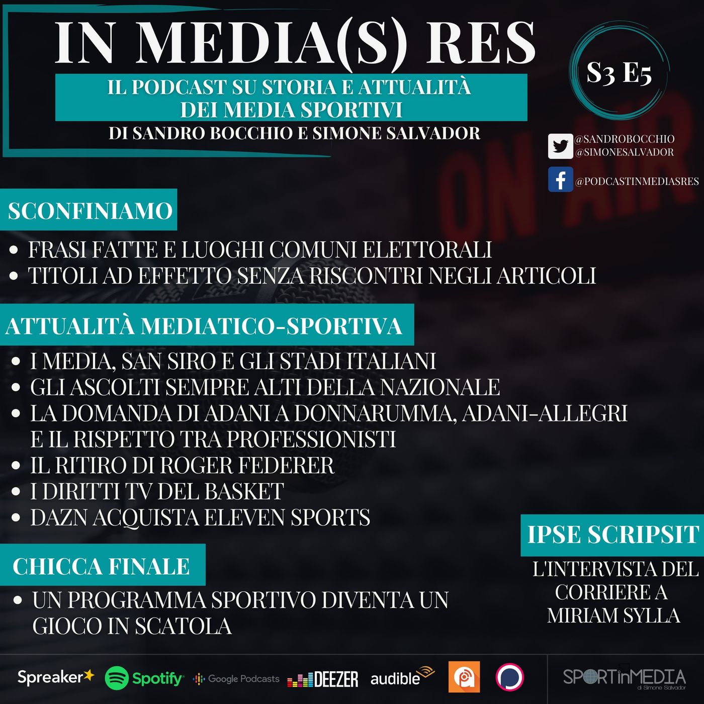 S3 E5 | Luoghi comuni elettorali, interviste e titoli, San Siro, la Nazionale, Adani, Basket LBA e il gioco in scatola di un programma Tv episode artwork