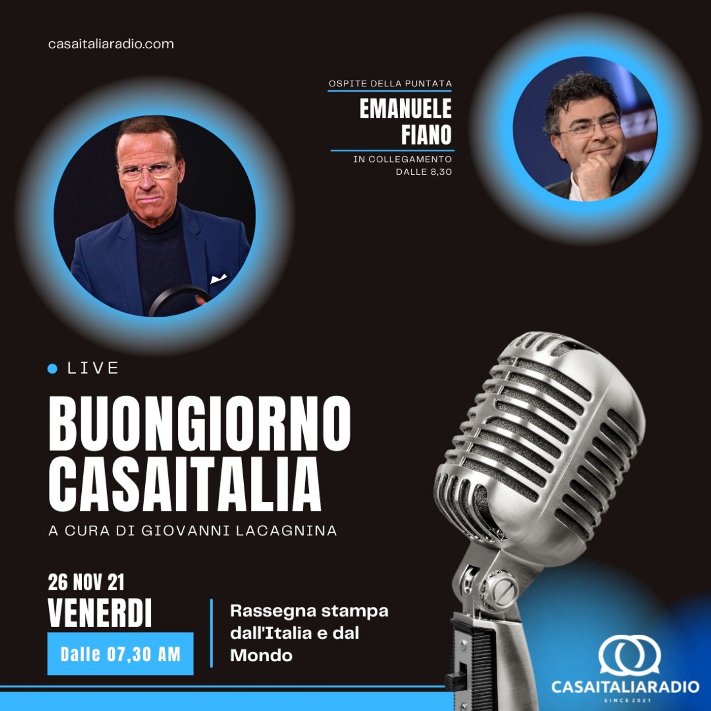 Intervista con l'onorevole Emanuele Fiano - BUONGIORNO CASA ITALIA RADIO (26.11.2021) episode artwork
