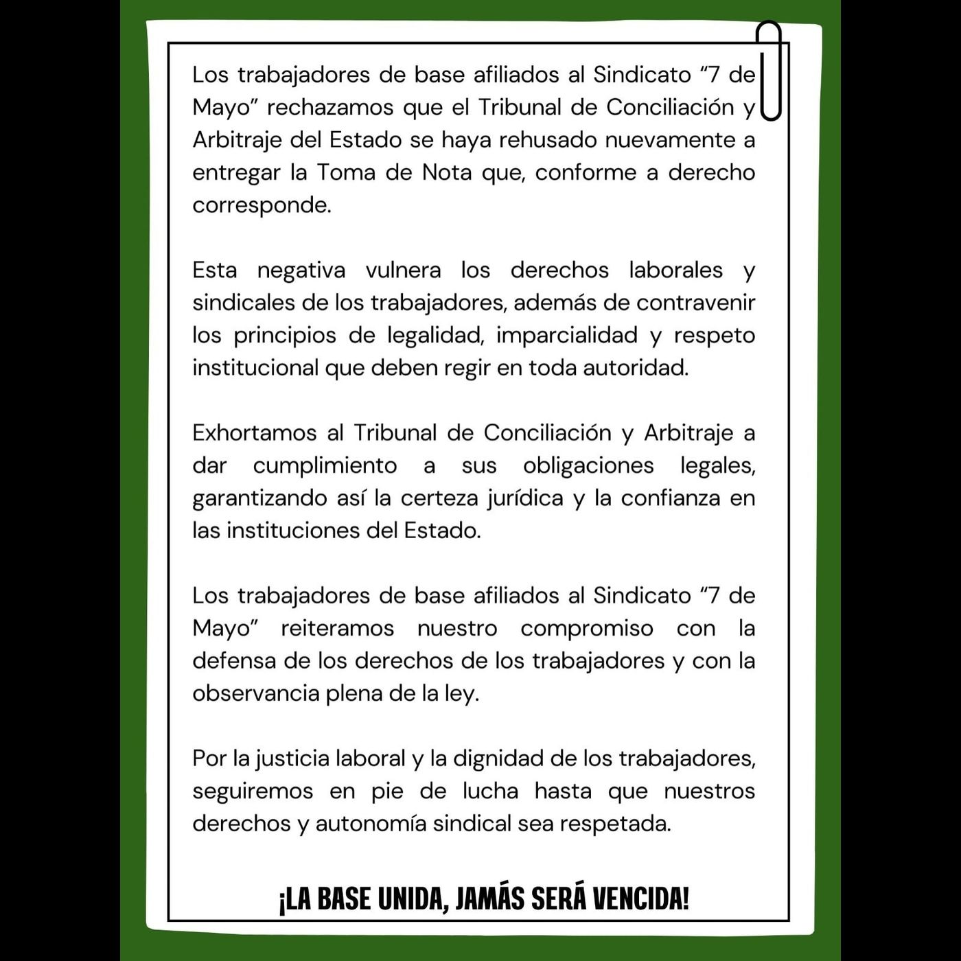CHICANADA DEL TCA DEJA SIN DIRIGENCIA A ENRIQUE ESCOBAR EN EL SINDICATO 7 DE MAYO; MAGISTRADAS ALEGAN SUSPENSIÓN DE DERECHOS GREMIALES ⚖️🔥💼