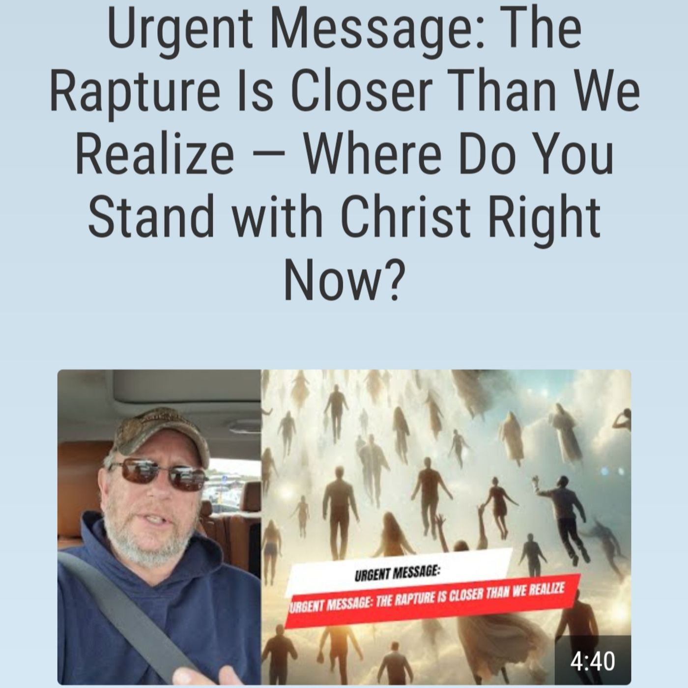 Urgent Message: The Rapture Is Closer Than We Realize — Where Do You Stand with Christ Right Now? episode artwork
