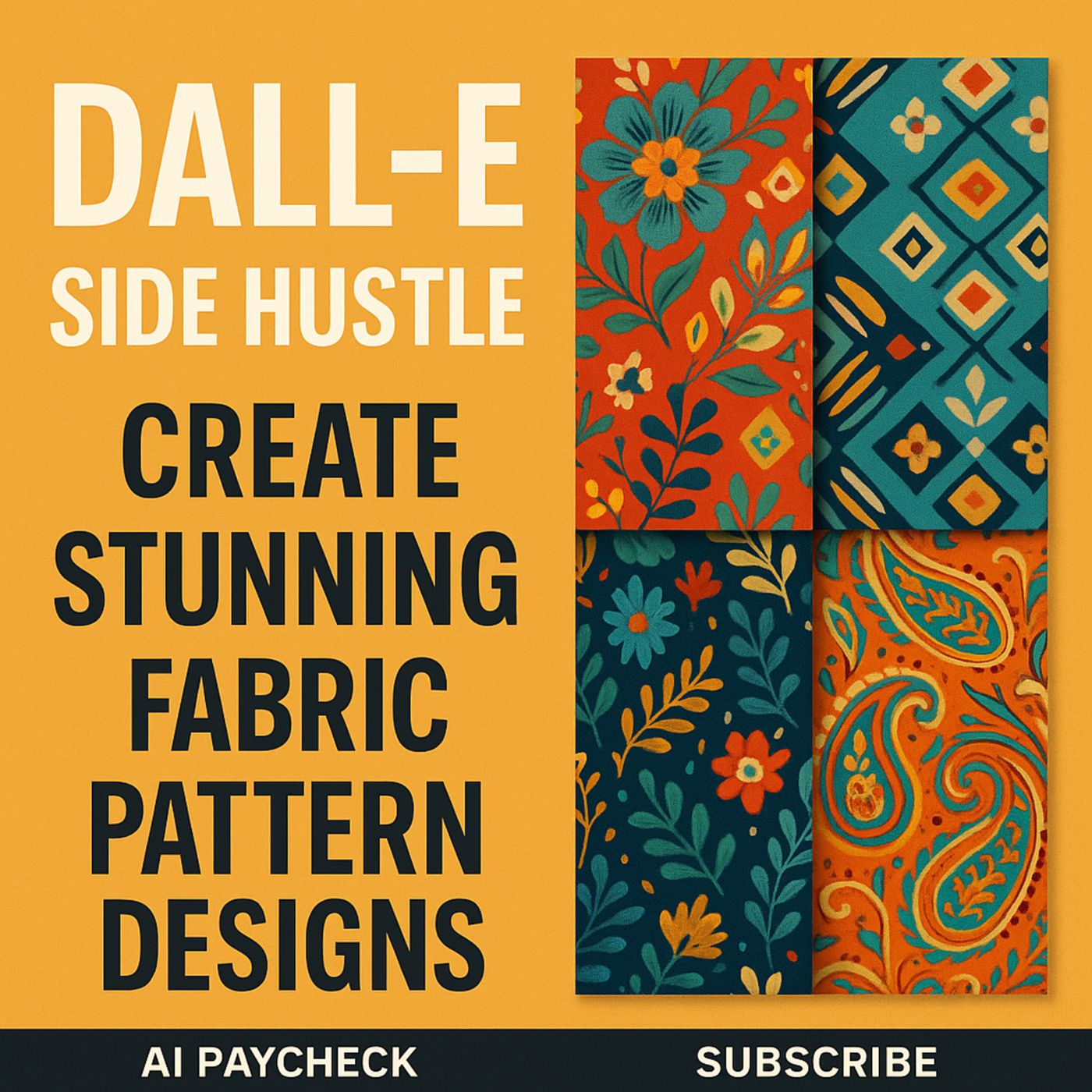 DALL-E Side Hustle: Create Stunning Fabric Pattern Designs & Earn Passive Income with AI Textile Tools