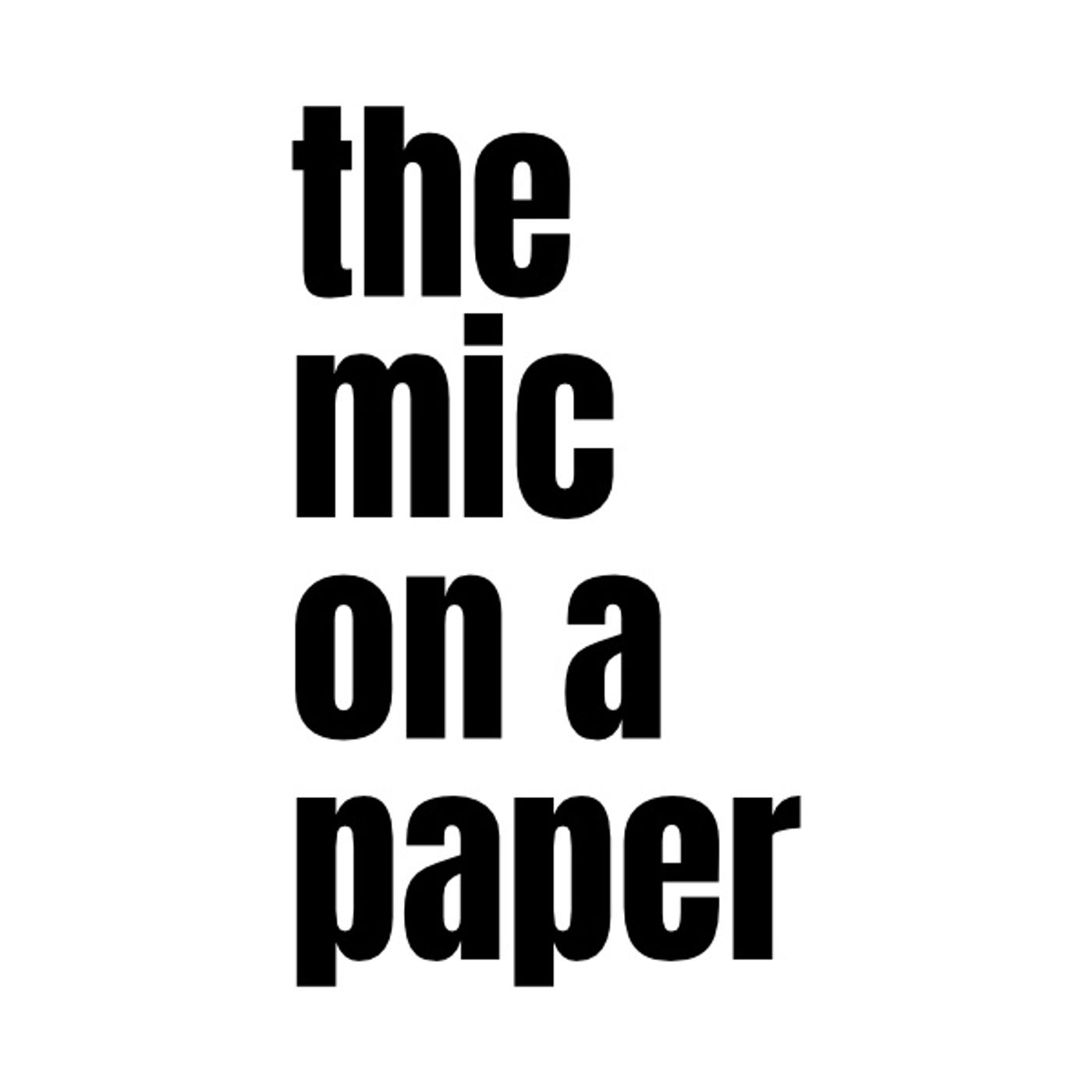The mic on a paper podcast artwork
