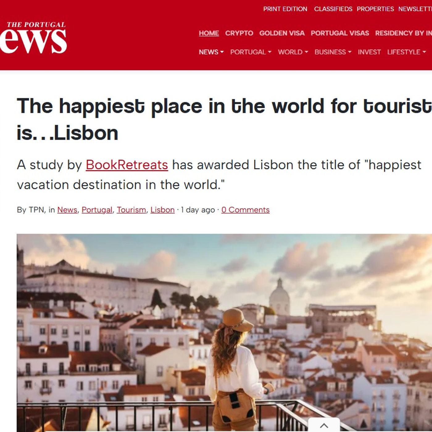"The happiest place in the world for tourists is ... Lisbon" - #PortugalNews #BookRetreats #PeopleMag