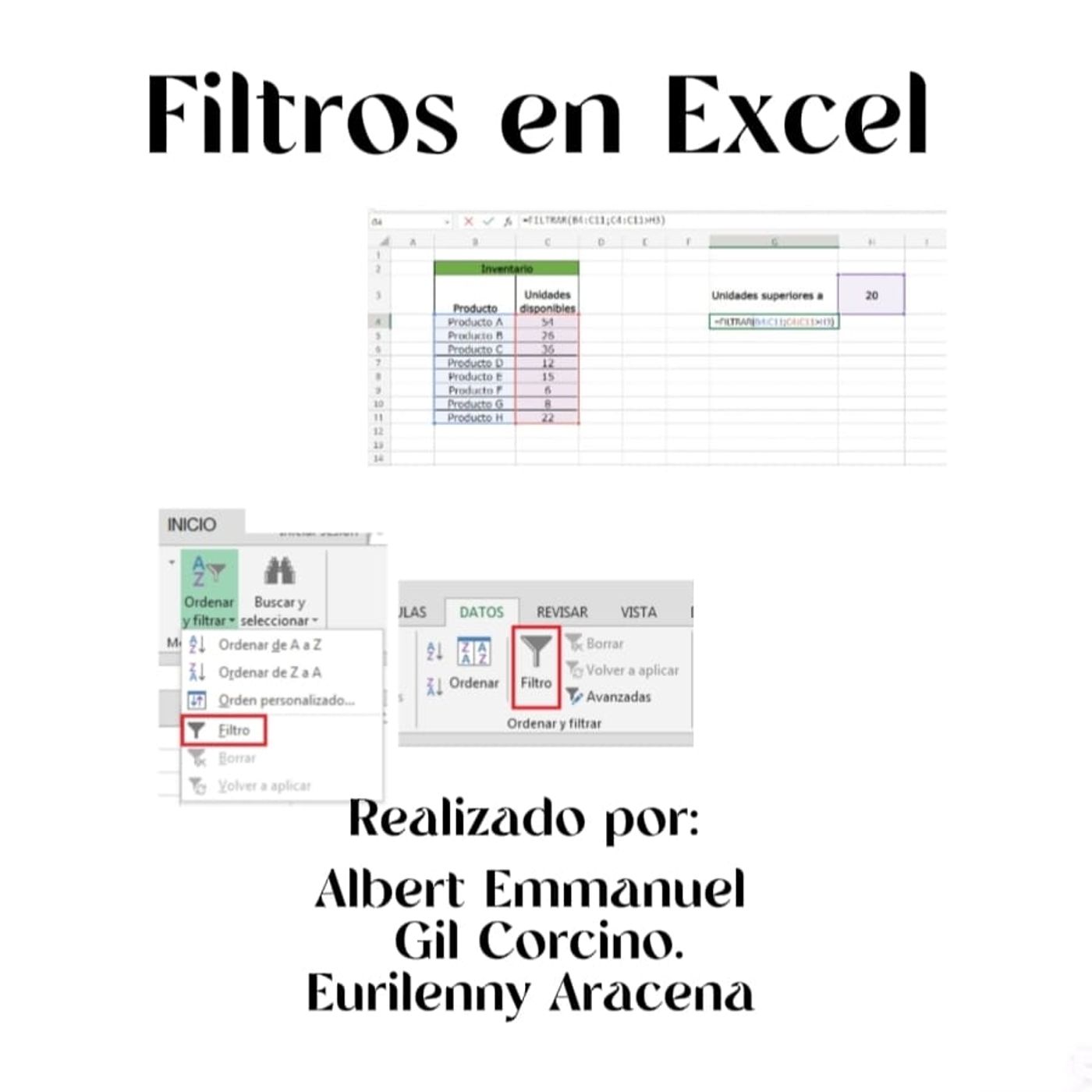 Los Filtros en Excel, Elementos cover art