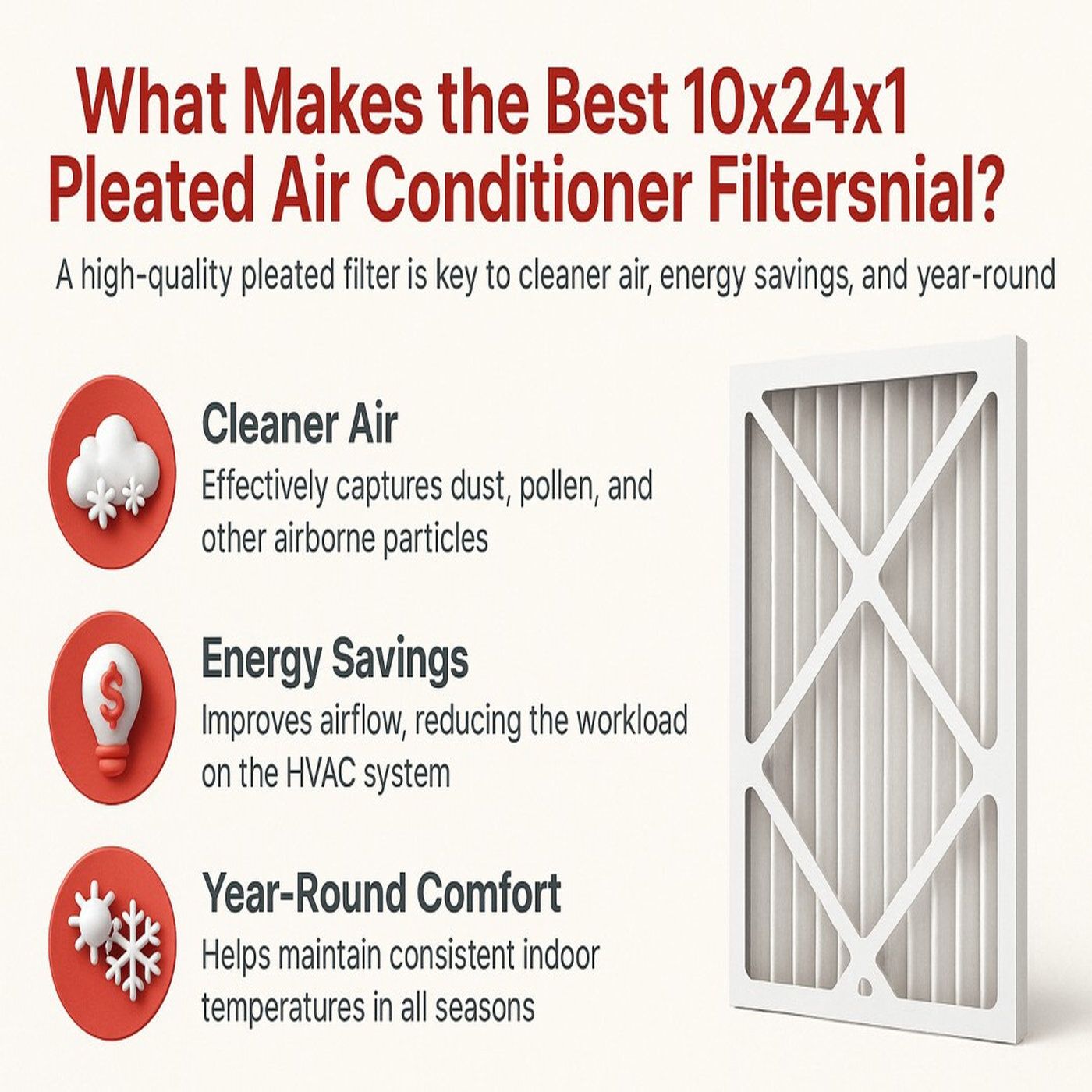 What Makes the Best 10x24x1 Pleated Air Conditioner Filter Essential for Cleaner Air, Energy Savings & Year-Round Comfort? episode artwork