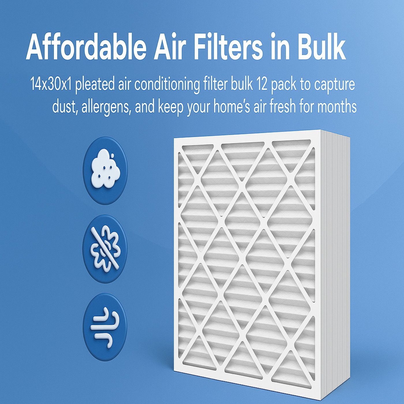 Affordable 14x30x1 Pleated Air Conditioning Filter Bulk 12 Pack to Capture Dust, Allergens, and Keep Your Home’s Air Fresh for Months episode artwork