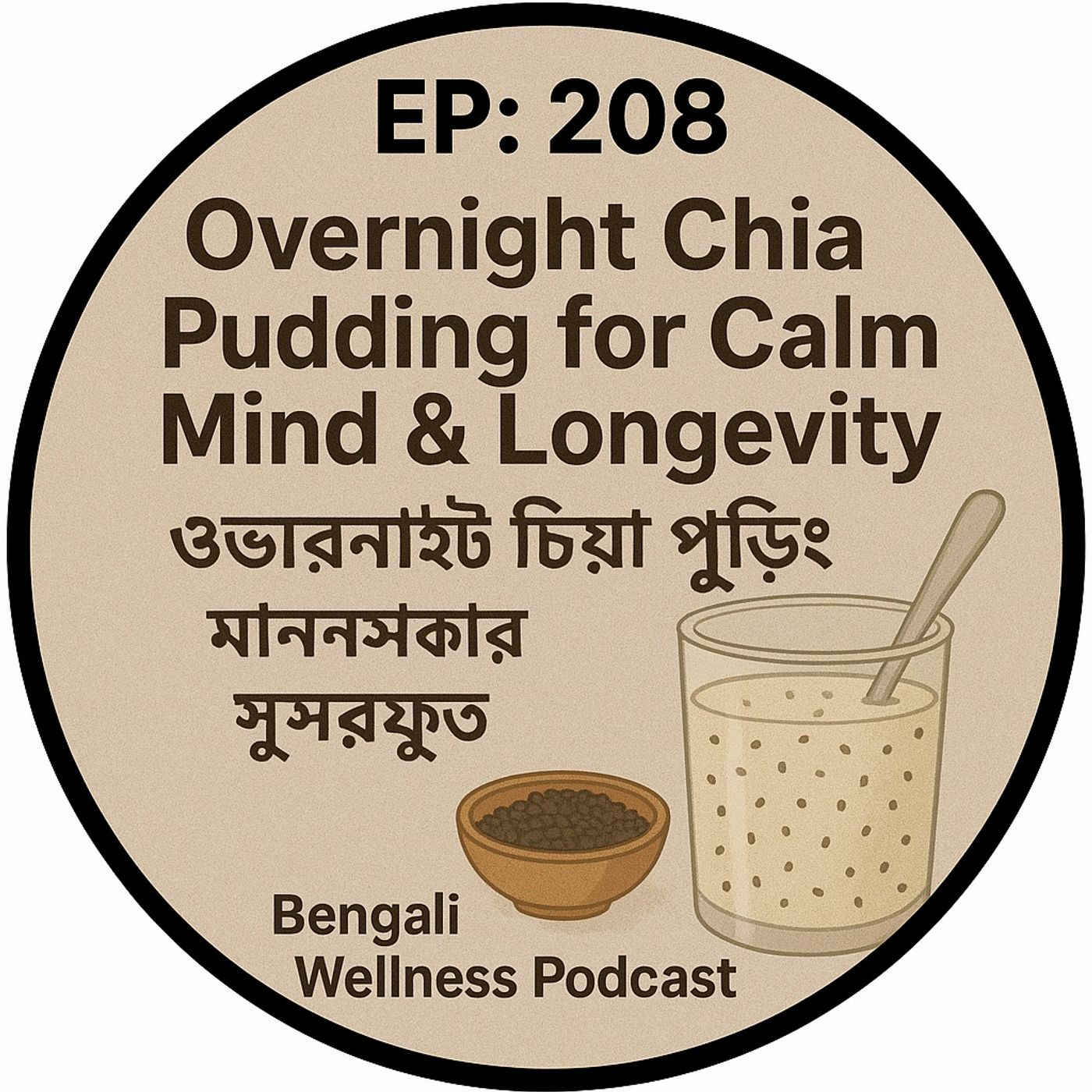 208|  Chia Pudding for Calm Mind & Longevity| ওভারনাইট চিয়া পুডিং 🥣 মানসিক শান্তি ও দীর্ঘায়ুর সুপারফুড  | Bengali Wellness Podcast episode artwork
